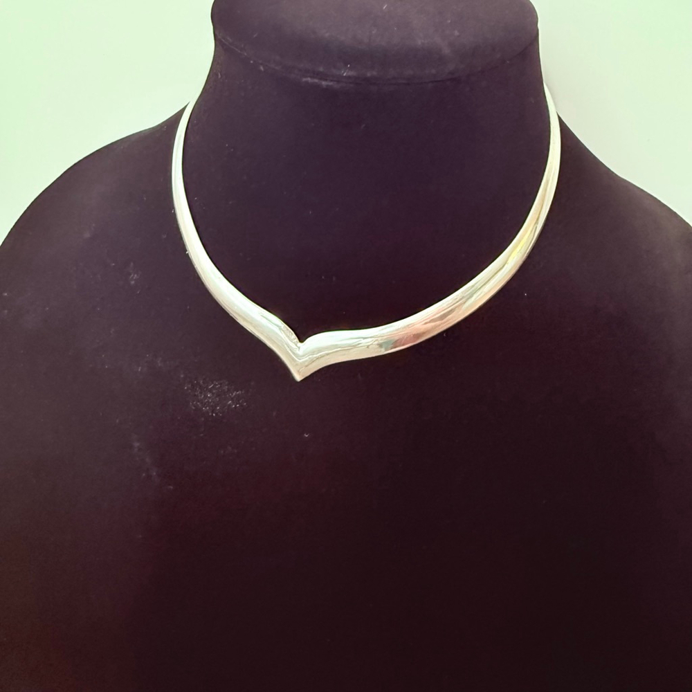 Jose Octavio Modernist Torque Collar Choker 14.5” Sterling Silver Taxco Mexico - Picture 3 of 9